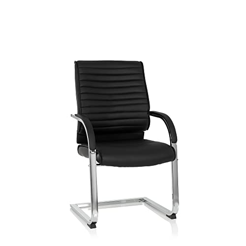 MyBuero Besucherstuhl Schwing-Stuhl Visiter CL120, ergonomischer Schreibtisch-Stuhl mit Armlehne, Freischwinger-Sessel zum Arbeiten & Relaxen im Büro, Home-Office, Kunst-Leder schwarz 725003 von MyBuero