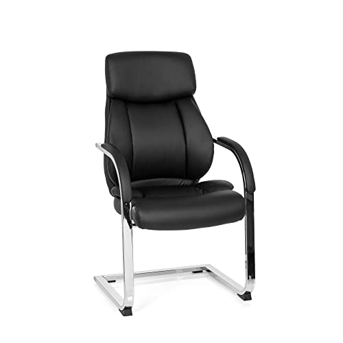 MyBuero Besucherstuhl Schwingstuhl Visiter CL130 Kunst-Leder Schwarz, Freischwinger-Sessel zum Arbeiten & Relaxen, Ergonomisch Konferenz-Stuhl Vierfußstuhl Büro Home-Office Warte-Zimmer, 725004 von MyBuero