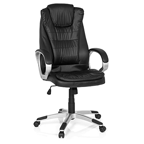 MyBuero Bürostuhl Büro-Drehstuhl Relax WB100 Kunstleder Schwarz, XXL Schreibtisch-Stuhl hohe Rückenlehne, mit Armlehnen, ergonomischer Chefsessel, Büro-Sessel, 62 x 65 x 126 cm, 728000 von MyBuero