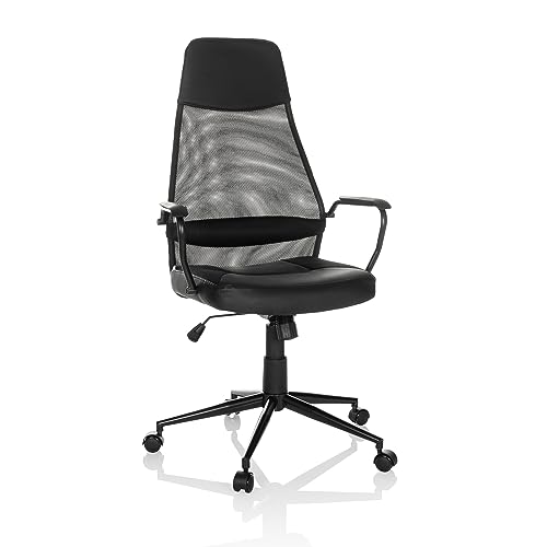 MyBuero Chefsessel MARCOZ Kunstleder/Netz Bürostuhl ergonomisch, Drehstuhl mit hoher Rückenlehne, Schwarz, 729452 von MyBuero