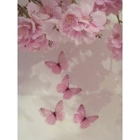 4 Funkelnde Rosa Schmetterlinge Mädchen Schmetterling Dekorationen Feenstaub Schlafzimmer 3D Fliegen Wandtattoos Accessoires von MyButterflyLove