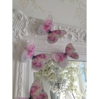 Shabby Chic Pink Cabbage Rose 3D Schmetterling Wandkunst - 4Er Set von MyButterflyLove
