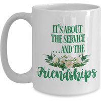 Es Geht Um Den Service Und Die Freundschaften 15 Unzen Kaffeetasse - Verbunden in Freundschaft Geschenkideen Smaragdgrüne Weiße Geschenke von MyCRODesigns