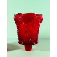 Ein Wunderschönes Rubinrotes Schweres Glas Votiv Oder Teelicht Peglite von MyClassiCupboard