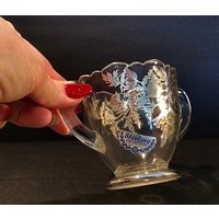 Vintage Elegante Sterling On Crystal Schwere Glas Zuckerdose Mit Sterling Silber Design Auf Der Vorder- Und Rückseite - Geschenk von MyClassiCupboard