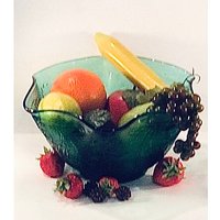 Reduziert - Vintage Große Schöne Bläulich-Grüne Tiara Sandwich Glas Schale Verschenkbar von MyClassiCupboard