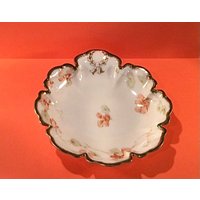 Vintage Schöne Haviland Of France Limoges Blumenschale in Grün Und Gold Getrimmt - Geschenk von MyClassiCupboard