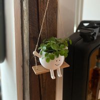 Hängender Übertopf Klein Glücklich Blumentopf von MyCraftFactoryDE