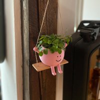 Hängender Übertopf Klein Glücklich Blumentopf von MyCraftFactoryDE