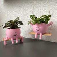 Hängender Und Sitzender Übertopf Klein Glücklich Blumentopf Rosa von MyCraftFactoryDE