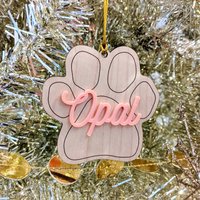 Custom Pet Paw Print Ornament Oder Geschenk Topper - Der Name Deines Haustiers von MyCraftedStudio
