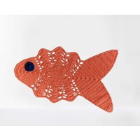 Orange Häkel-Spitzen-Doilies, Handgemachter Acrylfisch-Doilies, Kleiner Tischläufer, Gehäkelte Wohndekoration, Boho Home Geschenk von MyCrochetings
