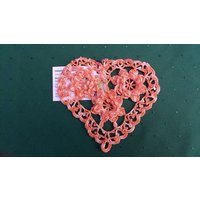 Thanksgiving Muttertag Geschenk Gehältes Herz Deckchen Mit Blumen Applikation in Orange Und Weiß Thanksgiving Muttertag Geschenk Gehältes Herz Deckchen Mit Blumen Applikation in Orange Und Weiß von MyCrochetings
