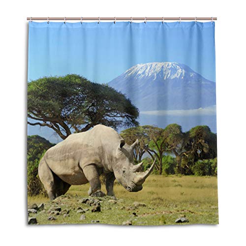MyDaily Rhino Kilimanjaro Mountain Duschvorhang, 167,6 x 182,9 cm, schimmelresistent & wasserdichte Polyester-Dekoration Badezimmer Vorhang von MyDaily