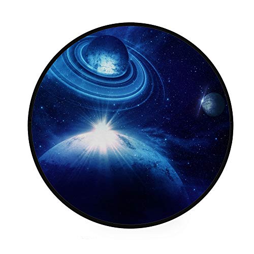 MyDaily Runde Teppich Galaxy Planet Space Sunrise leicht Bodenmatte für Wohnzimmer Schlafzimmer rund 92 cm Durchmesser von MyDaily