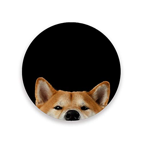 Untersetzer für Getränke, 2 Stück, Peeking Shiba Inu Hund, runder saugfähiger Keramik-Steinuntersetzer mit Korkboden für Tasse, Kaffeetassen, Einweihungsgeschenk von MyDaily