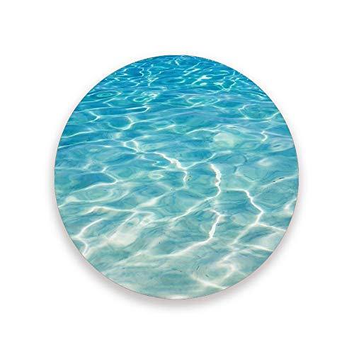 Untersetzer für Getränke, 4 Stück, Shining Blue Sea Wave Ocean Round Absorbent Ceramic Stone Coaster with Cork Base for Cup Coffee Mug, Housewarming Gift von MyDaily