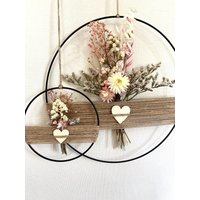 Trockenblumenkranz Set | Geschenkidee Wandkranz Fensterdeko Metallring Dekoring Schwarz Trockenblumen Kranz 30 cm + 15 von MyDekoCircle