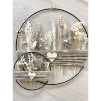 Trockenblumenkranz Set | Geschenkidee Wandkranz Fensterdeko Metallring Dekoring Schwarz Trockenblumen Kranz 30 cm + 15 von MyDekoCircle