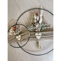 Trockenblumenkranz Set | Geschenkidee Wandkranz Fensterdeko Metallring Dekoring Schwarz Trockenblumen Kranz 30 cm + 15 von MyDekoCircle