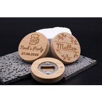 Personalisierter Flaschenöffner Bambus Mit Magnet Rund von MyDesignStyleCOM
