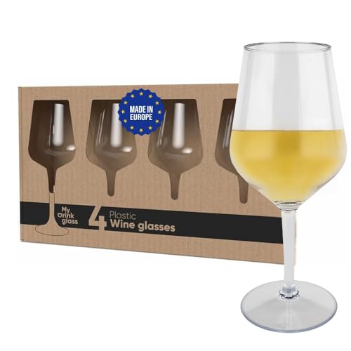 MyDrinkglass Weingläser Plastik – 4 Camping Gläser Unzerbrechlich – 470 ml – Rotweingläser – Cocktailglas – Aperol Gläser – Zero Waste von MyDrinkglass