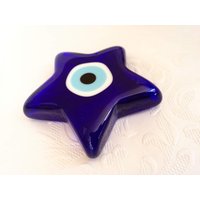 sternförmiges Glas Evil Eye Papiergewicht, Schreibtisch Accessoire, Büro Tischdekoration, Perlen, Kollegin, Einzigartiges Geschenk, Mal De Ojo Charms von MyEvilEyesShop