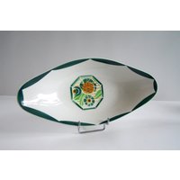 Service-Gericht Oval Digoin Sarreguemines Dekor Oxford 1930 Art Deco Orange Und Grün Vintage Made in Deutschland von MyFrenchIdeedAntique