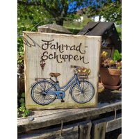 Shabby Chic Holzschild Fahrrad - Schuppen von MyHimmerland