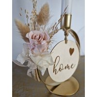 Kerzenhalter Metall Gold Mit Trockenblumen, Deko, Kerzenständer, Boho, Homedekor, Pampasgras, Muttertagsgeschenk, Geschenk von MyHochzeitsdeko