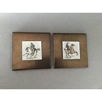 Zwei Vintage Warner Prins Art Pottery Keramik Fliesen Wandkunst von MyJoyFinds
