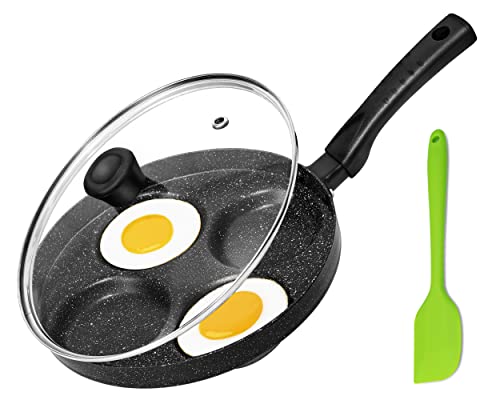 MyLifeUNIT Aluminium-Eierpfanne für 4 Tassen, antihaftbeschichtet, Eierkocher mit Deckel von MyLifeUNIT