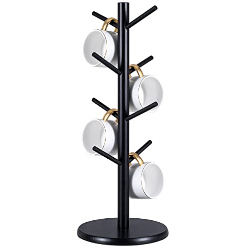 MyLifeUNIT Becherhalter Baum, Schwarz Kaffeebecher Halter mit 8 Haken, Holz Becheraufhänger Ständer für Theke von MyLifeUNIT