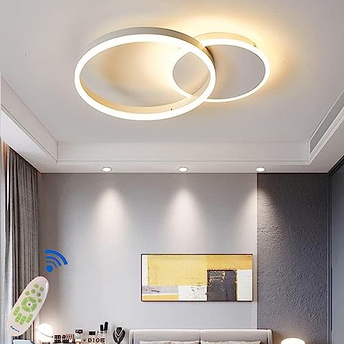 LED Deckenlampe Dimmbar Modern Deckenleuchte Wohnzimmer Deckenlicht Mit Fernbedienung Acryl Lampenschirm Einstellbar Lichtfarbe/Helligkeit Schlafzimmerlampe Restaurant Beleuchtung Color : Weiß von MyLjp