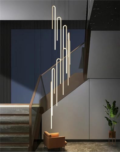 LED Geometrie Lang Pendelleuchte Treppenhaus Wohnzimmerlamp Dimmbar Modern Hängeleuchte Aluminium Acryl Hängelampe Höhenverstellbar, Für Schlafzimmer Esszimmer Flur Villa Hotel Treppen Shop (Color : von MyLjp