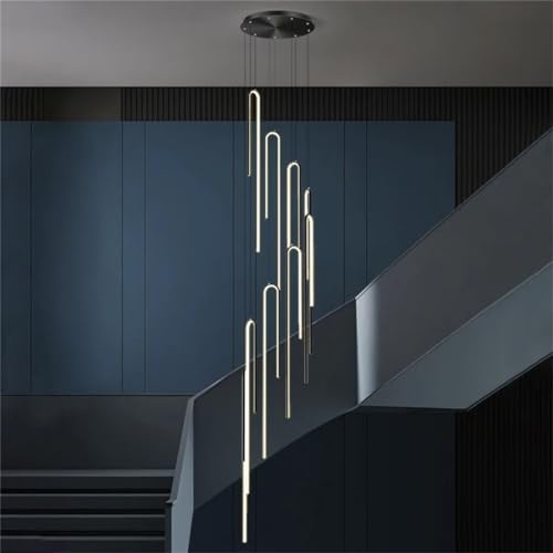 LED Geometrie Lang Pendelleuchte Treppenhaus Wohnzimmerlamp Dimmbar Modern Hängeleuchte Aluminium Acryl Hängelampe Höhenverstellbar, Für Schlafzimmer Esszimmer Flur Villa Hotel Treppen Shop (Color : von MyLjp