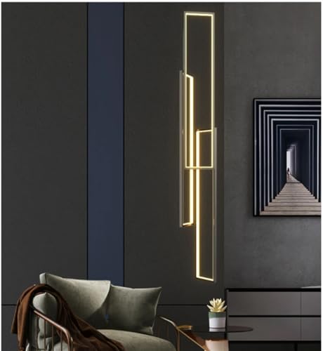 Modern Pendelleuchte Wohnzimmerlamp, LED Dimmbar Pendellampe, Geometrie Villa Kronleuchter Aluminium Acryl Höheverstellbar Hängelampe Treppe Schlafzimmer Hängeleuchte Esszimmer Vordertür Leuchter (Co von MyLjp