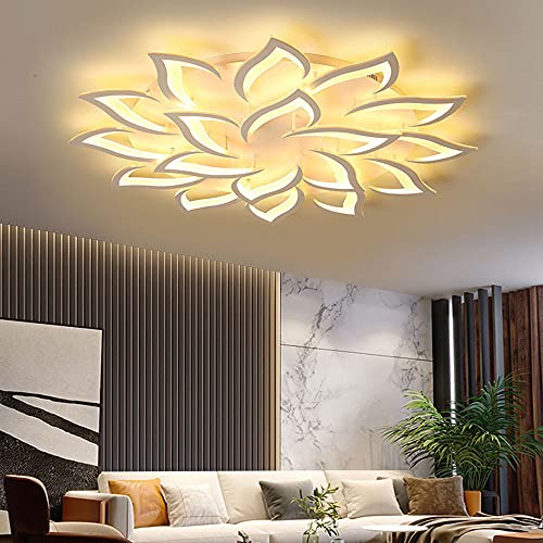 MyLjp Moderne Schlichtheit LED Deckenleuchte Schlafzimmer Wohnzimmer Romantische Licht in Blütenblätter Fernbedienung Dimmbar Deckenleuchte Acrylplatte Lampe,120cm … von MyLjp