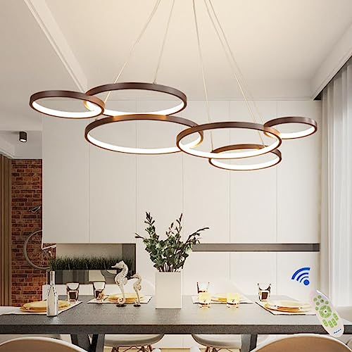 MyLjp LED Pendelleuchte Esstisch Hängelampe Dimmbar Design Höhenverstellbar Hängeleuchte Esstischlampe Fernbedienung Pendellampe Arbeitszimmer Wohnzimmer Küche Büro Deckenleuchte Leuchte (L120cm/88W) von MyLjp