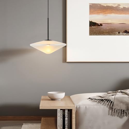 MyLjp Moderne Minimalistische Pendelleuchten Restaurant Hängelampe Weißes GlasAnhängerlicht E27 Höhenverstellbar Geeignet Für Wohnzimmer Esszimmer Bettkopf Kronleuchter(A) von MyLjp