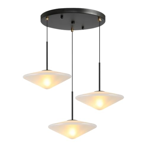 MyLjp Moderne Minimalistische Pendelleuchten Restaurant Hängelampe Weißes GlasAnhängerlicht E27 Höhenverstellbar Geeignet Für Wohnzimmer Esszimmer Bettkopf Kronleuchter(B) von MyLjp