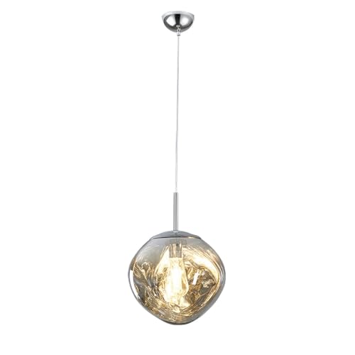 MyLjp Moderne Pendelleuchte Kreativer Restaurant Kronleuchter Glas Kronleuchter Dekorative Pendellempe E27 Höhenverstellbar Geeignet Für Villa Wohnzimmer Schlafzimmer Kronleuchter(Silber,38cm) von MyLjp