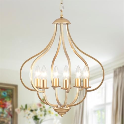 MyLjp Pendelleuchte Nordischer Esstisch Hängeleuchte 6 Flammig Lampe Stil Antiker Metalllampenkörper Hängelampe, Höhenverstellbar Hängend Gold E14 Für Restaurants Küche Schlafzimmer Wohnzimmer Bar MyLjp Pendelleuchte Nordischer Esstisch Hängeleuchte 6 Flammig Lampe Stil Antiker Metalllampenkörper Hängelampe, Höhenverstellbar Hängend Gold E14 Für Restaurants Küche Schlafzimmer Wohnzimmer Bar von MyLjp