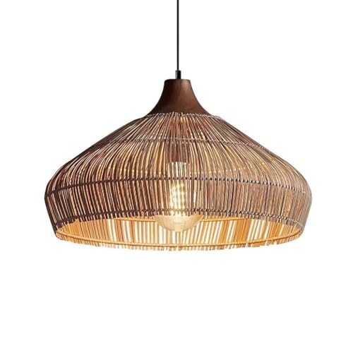 MyLjp Pendelleuchte Rattan Hängelampe Küche Boho Style Hängeleuchte Esstisch Geflochten Pendellamp E27 Deckenlampe Rattan Für Wohnzimmer Schlafzimmer Esszimmer Bar Cafe Kronleuchter(50cm) von MyLjp