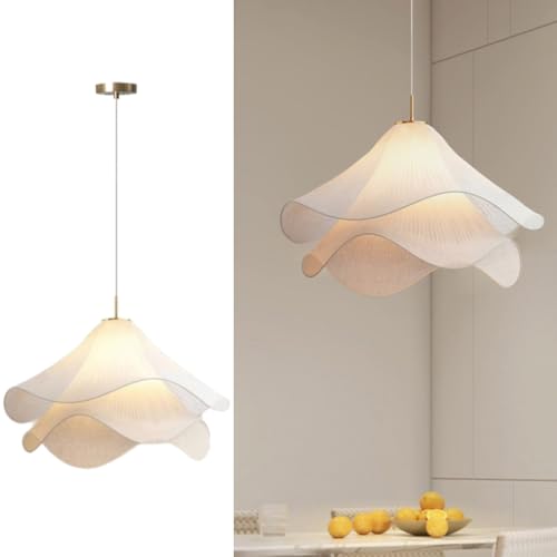 MyLjp Wabi Sabi Stil Pendelleuchte Weiße Blumen Hängerleuchte Vintage Restaurant Kronleuchter E27 Verstellbar Geeignet Für Esszimmer Wohnzimmer Küchen Schlafzimmer Pendelleuchten(50CM) von MyLjp