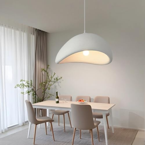 Pendelleuchte Esstisch Hängeleuchte Japanische Wabi-Sabi Stil E27 Weißer Polyethylen Höhenverstellbar Kronleuchter Modern Kreative Hängelampe Wohnzimmer Esszimmer Küche Leuchte Beleuchtung(B,30cm) von MyLjp