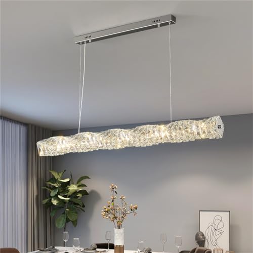 Pendelleuchte Moderne Hängelampe Kristall Esstischlampe Kronleuchter LED Pendelleuchten Höhenform Verstellbare Hängeleuchte Lampe für Wohnzimmer Esszimmer Schlafzimmer Deckenleuchte ( Color : Chrome ) von MyLjp