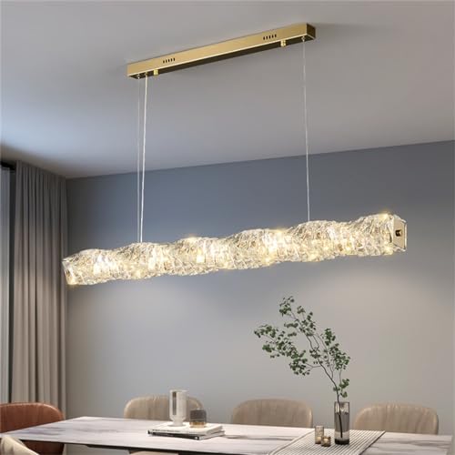 Pendelleuchte Moderne Hängelampe Kristall Esstischlampe Kronleuchter LED Pendelleuchten Höhenform Verstellbare Hängeleuchte Lampe für Wohnzimmer Esszimmer Schlafzimmer Deckenleuchte ( Color : Gold ) von MyLjp