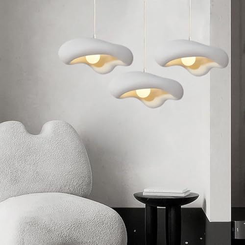 Pendelleuchte Wabi-Sabi Nordisch Stil Hängeleuchte Polystyrol Pendellampe E27 Esstischlampe Höhenverstellbar Kreative Blumen Hängelampe Für Schlafzimmer Wohnzimmer Esszimmer Küche Deckenleuchte(Weiß,4 von MyLjp
