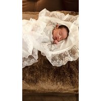 Baby-Mädchen-Geschenk Baby-Mädchen-Spitzen-Decke-Dusche-Geschenk Weiß Baumwolldecke Spitze-Band Baby-Mädchen-Decke Weiß, Die Decke-Baby-Geschenk von MyLolliflopsLLC